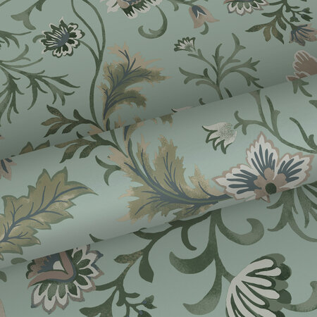 Esta Home Vintage Flowers groen 139413 (*Gratis Lijm Actie) - Groen