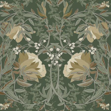 Esta Home Vintage Flowers groen 139420 (*Gratis Lijm Actie) - Groen