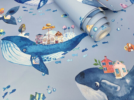 Dutch Wallcoverings Dream Catcher Whale Town Blauw 13220