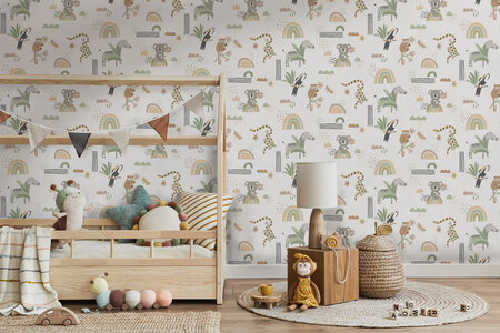 Dutch Wallcoverings Dream Catcher Abst. Animals Sage - Beige 13351