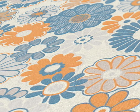 AS Creation Retro Chic - 39535-2 / 395352 Blauw - Oranje