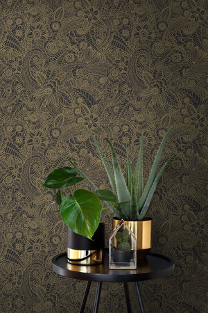 Esta Home Bloemen 139563 (*Gratis Lijm) Zwart Goud