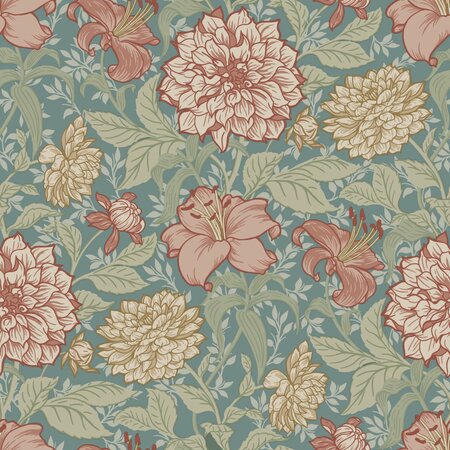 Sanders & Sanders Bloemen 935278 Multicolor Blauw / Groen