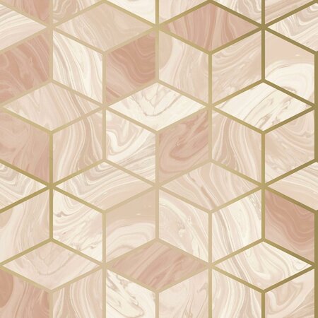 Roze Geometric Marble Papierbehang 248951