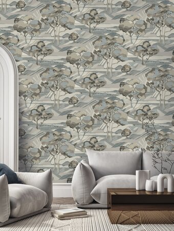 HookedOnWalls NATURAL CHIC MOUNT ETNA 32632 Blauw / Crème (Incl. Gratis Lijm*)