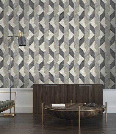 HookedOnWalls NATURAL CHIC VICENTIO 32660 Wit / Grijs (Incl. Gratis Lijm*)
