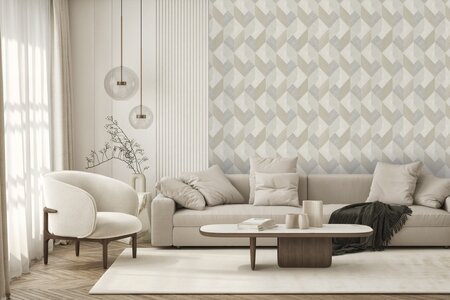 HookedOnWalls NATURAL CHIC VICENTIO 32662 Créme / Grijs (Incl. Gratis Lijm*)