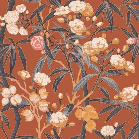 Casadeco Cuba CBBA84333417 (met Gratis Lijm!) - Rood / Oranje