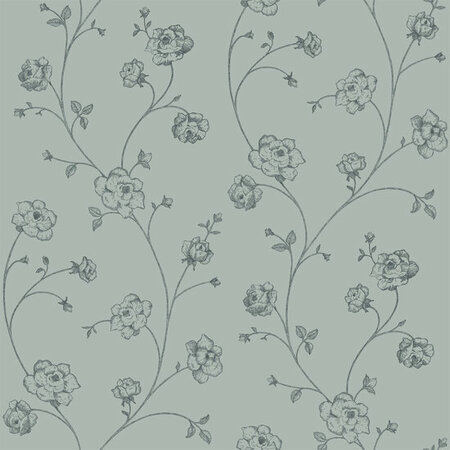 Esta Home Vintage Flowers blauw - groen 139314 (*Gratis Lijm Actie) - Groen - Blauw