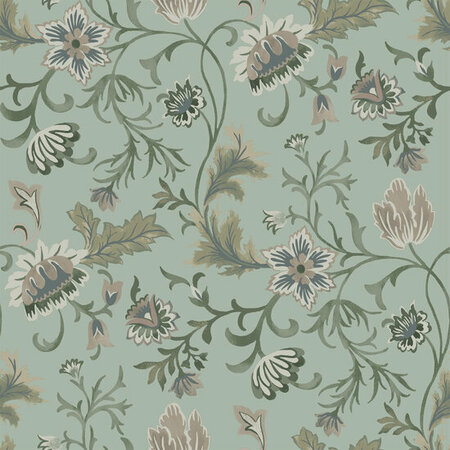 Esta Home Vintage Flowers groen 139413 (*Gratis Lijm Actie) - Groen