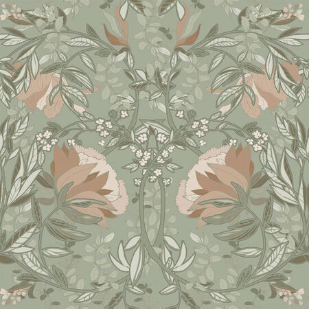 Esta Home Vintage Flowers groen 139419 (*Gratis Lijm Actie) - Groen