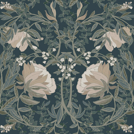 Esta Home Vintage Flowers blauw 139421 (*Gratis Lijm Actie) - Blauw