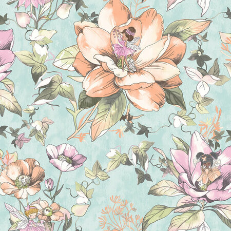 Dutch Wallcoverings Dream Catcher Floral Fairies Teal 13210