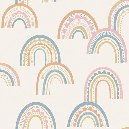Dutch Wallcoverings Dream Catcher Rainbow Oranje - Roze - Blauw 13282