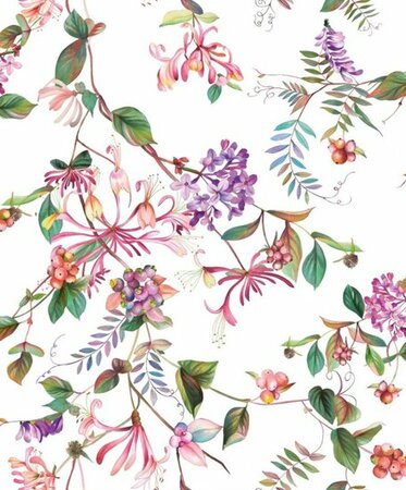 Noordwand Flora MB 47456 Wit - Roze - Groen - Paars
