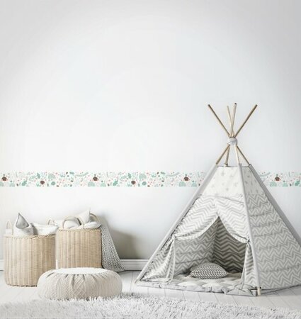 Noordwand Kids Walls Little Adventures Randje 45873 Groen - Bruin - Roze