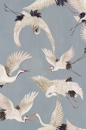 HookedOnWalls MARTA CORTESE CRANES 37821 Blauw / Wit (Incl. Gratis Lijm*)
