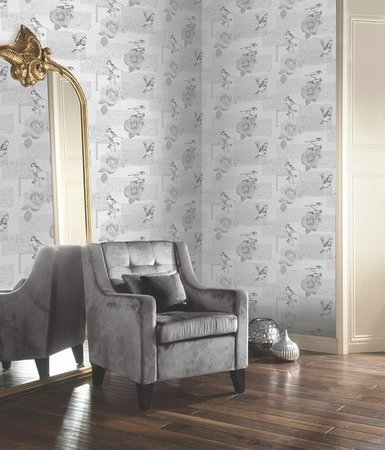 BEHANG 630403 roos grijs