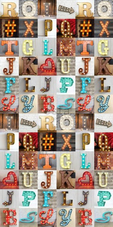 Esta #FAB Light letters vlies wallpaper XXL 158816 - Rood - Oranje - Blauw