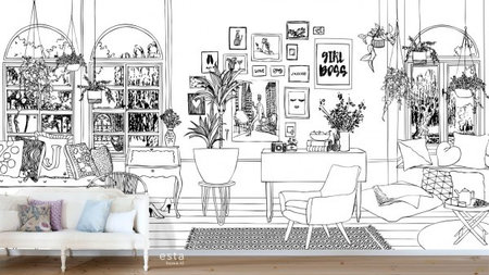 Esta #FAB Livingroom cosy corner vlies photowallXL 158814 - Zwart Wit