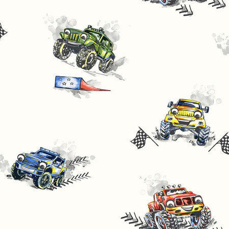 Dutch Wallcoverings Make Believe Monster Trucks 12510