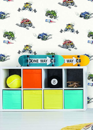 Dutch Wallcoverings Make Believe Monster Trucks 12510
