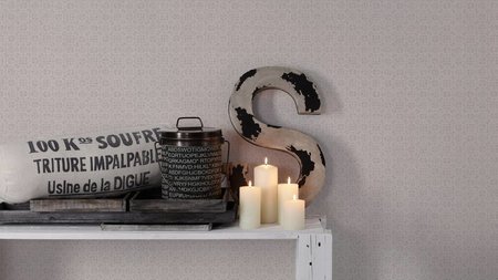AS Creation Hygge 36383-2 - Beige / Grijs landelijk flower graphic linnen weefsel 